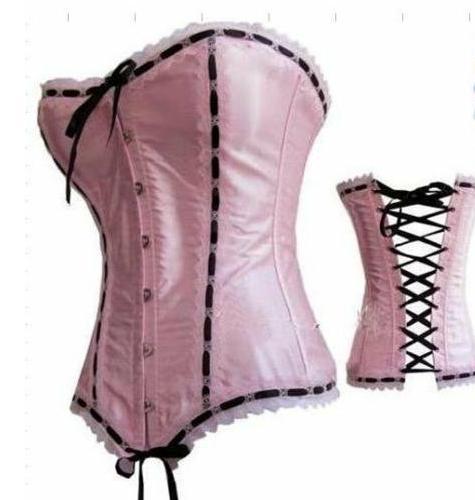 Free shipping!! Cute lace up pink corset bustier top body lift shaper sexy Lingerie