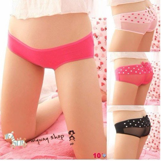 Free Shipping~Cute romantic little bow underwear yarn translucent sexy underwear Ms. underwear briefs