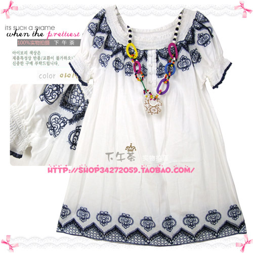 Free shipping Cutout flower embroidery national trend maternity clothing summer maternity top