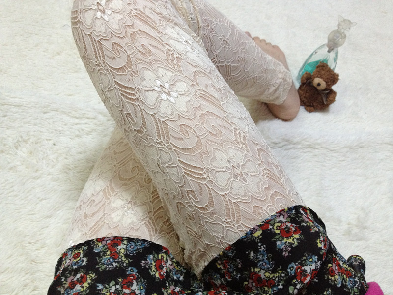 FREE SHIPPING Cutout full lace vintage elegant flower spring and autumn lace legging 9 pants pantyhose