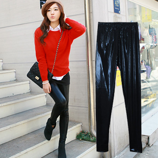 Free Shipping Daesy trend faux leather matte legging thin slim long legging