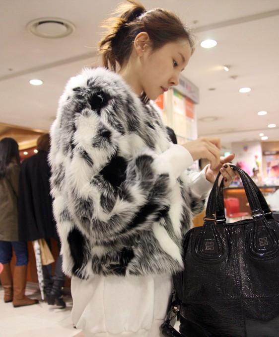 free shipping debutante style fashion black gray white Mixed color high quality faux fur coat ladies' outerwear