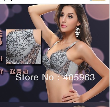 Free shipping deep V embroidery gather the side closing adjustment type sexy healthy bra  dropship