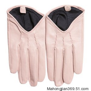 Free shipping Deep V-neck fashion small leather gloves Pink