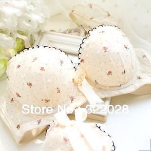 Free shipping Deep-v sweet cute flowers stereo Lace foreign trade underwear gather bra sets lasies sexy underwear drop shipping