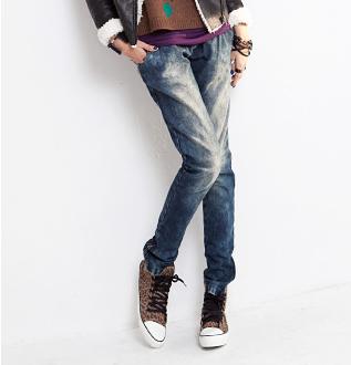 Free shipping Denim new arrival behind applique trousers zipper slim jeans 9756