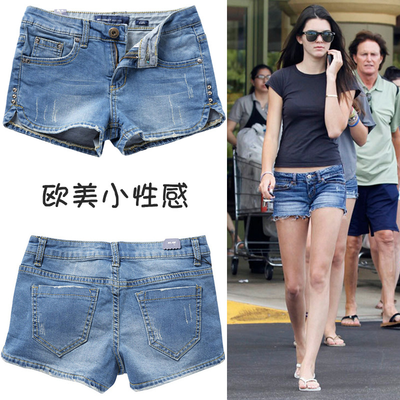 Free shipping, Denim shorts female shorts jeans female shorts rivet moben thin denim