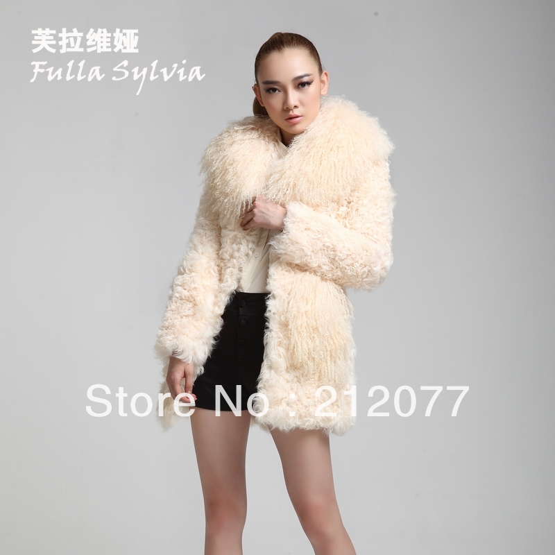 free shipping DHL 2013 new style fashion fur coat long-sleeve medium-long wool overcoat