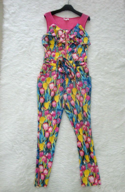 Free shipping DHL!New arrival 2012 women's fashion print jumpsuits and rompers plus size wholesales #Y1217013