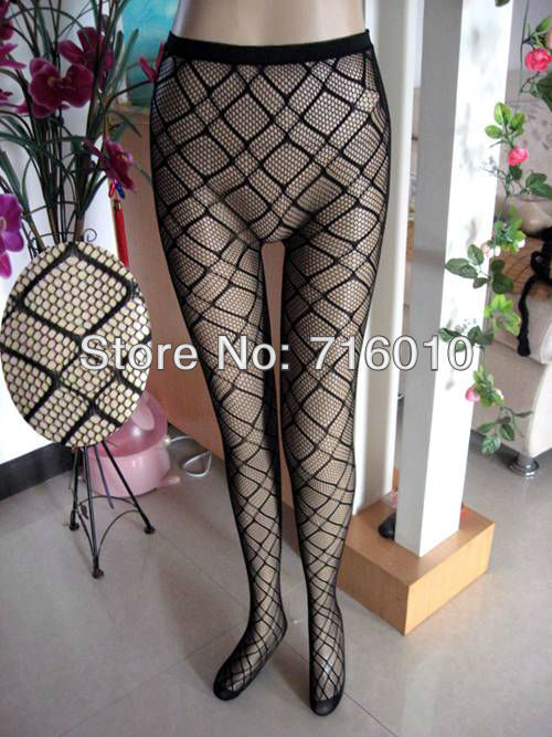 free shipping diamond blk fishnet pantyhose Non open-crotch pantynose Tights leggings women sexy pantihose rhombus pattern 5230