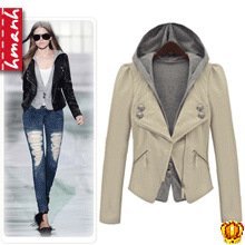 Free Shipping! Discount 2012 Fashion Autumn Slim Short Motorcycle Coat Leather Jackets For Women With Hood Clothing B06638#