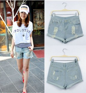 Free Shipping  Distressed Washed European Jeans, Short Jeans, Ladies Short Pants, Summer Pants, Hot Pants AD9214SK