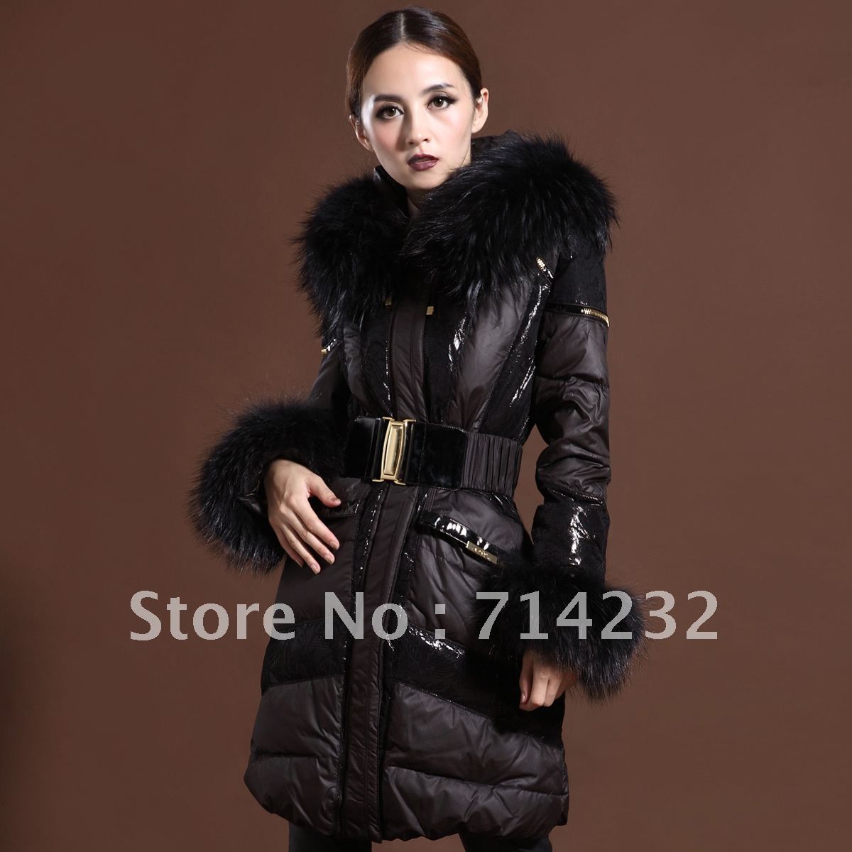 Free shipping! Dloe 2012 luxury large fur collar down coat female medium-long winter outerwear womens' down jackets