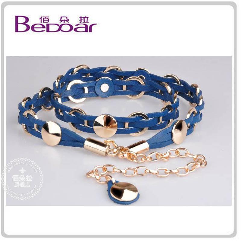 Free Shipping Dora the first layer of cowhide fashion genuine leather belly chain knitted women's strap thin belt