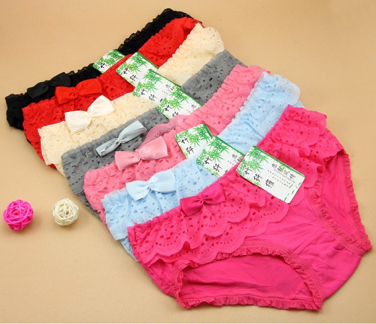 Free shipping double falbala bamboo fiber underwear  new women's panties