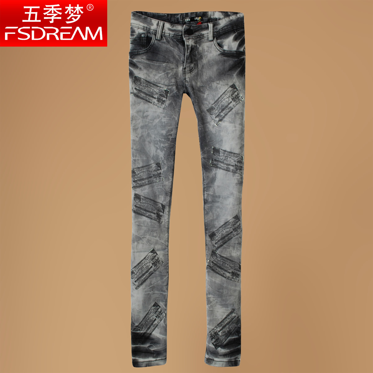 Free Shipping Dream 2012 limited edition pangzi rhinestones jeans trousers k10319