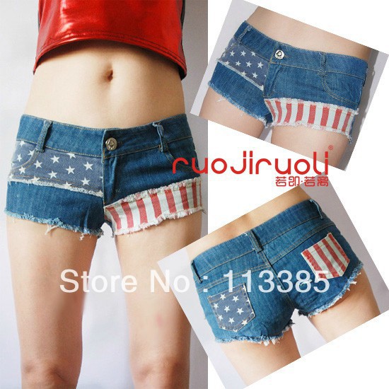 Free shipping /DS dance steel tube danceLow waist sexy shorts, super sexy patchwork jeans, nightclub hot jeans