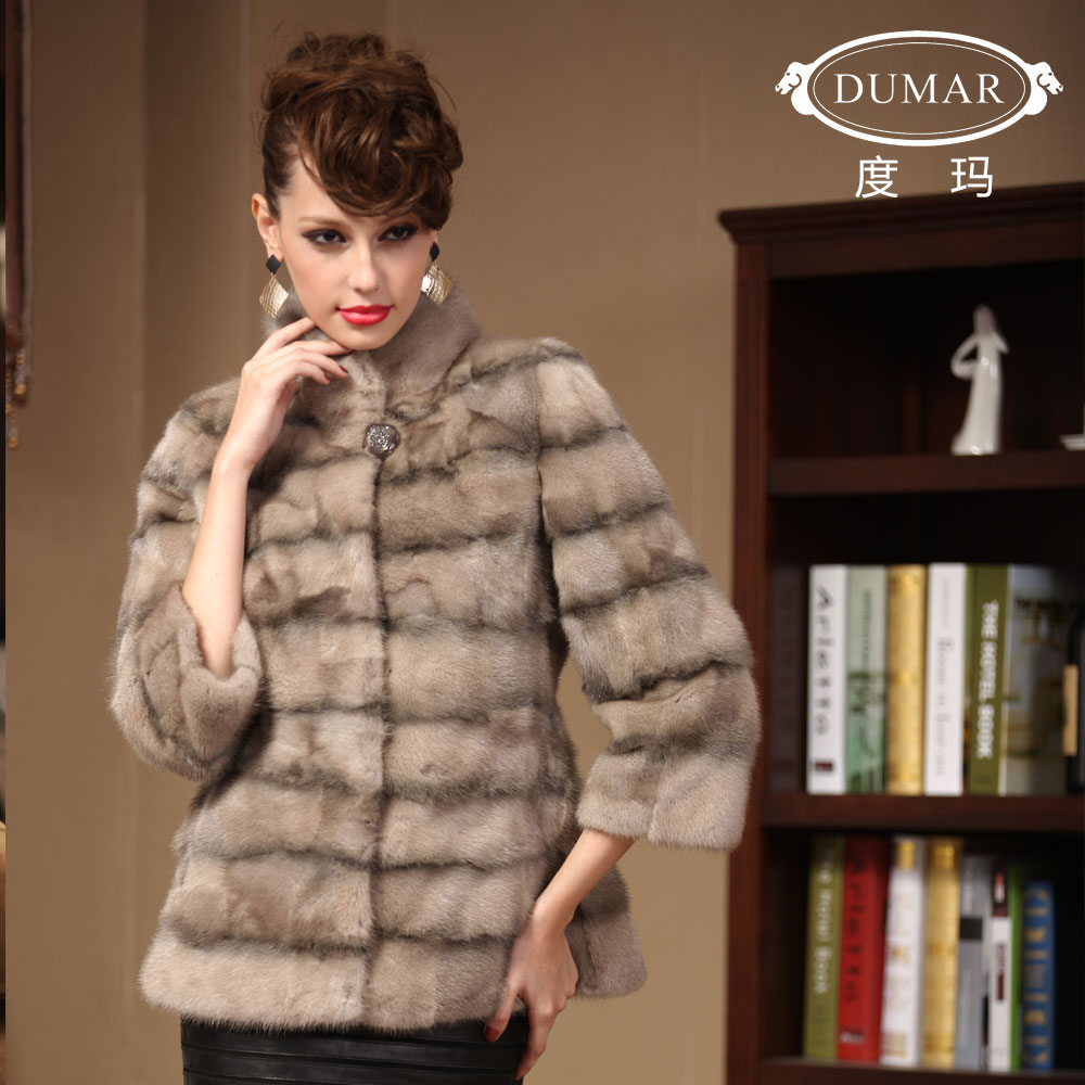 free shipping Dumar 2012 autumn and winter overcoat female short design fight mink fur coat marten overcoat dp0663