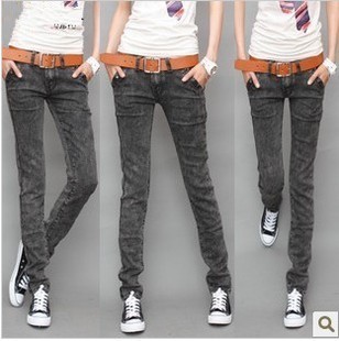 Free Shipping E 2013 women's fashion dark grey pants denim pencil pants trousers d57 wholesale