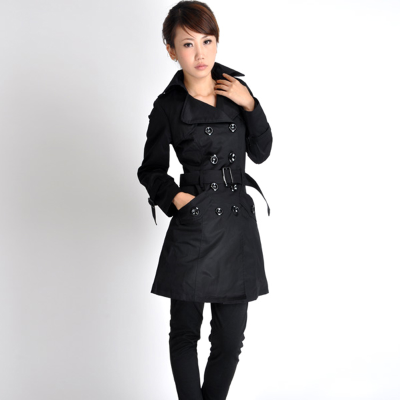 FREE SHIPPING Eaham2013 spring new arrival double breasted medium-long long-sleeve trench outerwear