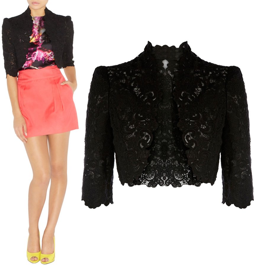 Free shipping Elaborate cotton lace embroidered bolero jacket JN026