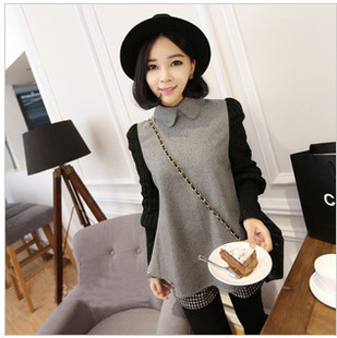 Free Shipping ELAND c518 spring fashion yarn peter pan collar woolen skirt top sweater dress wholesale