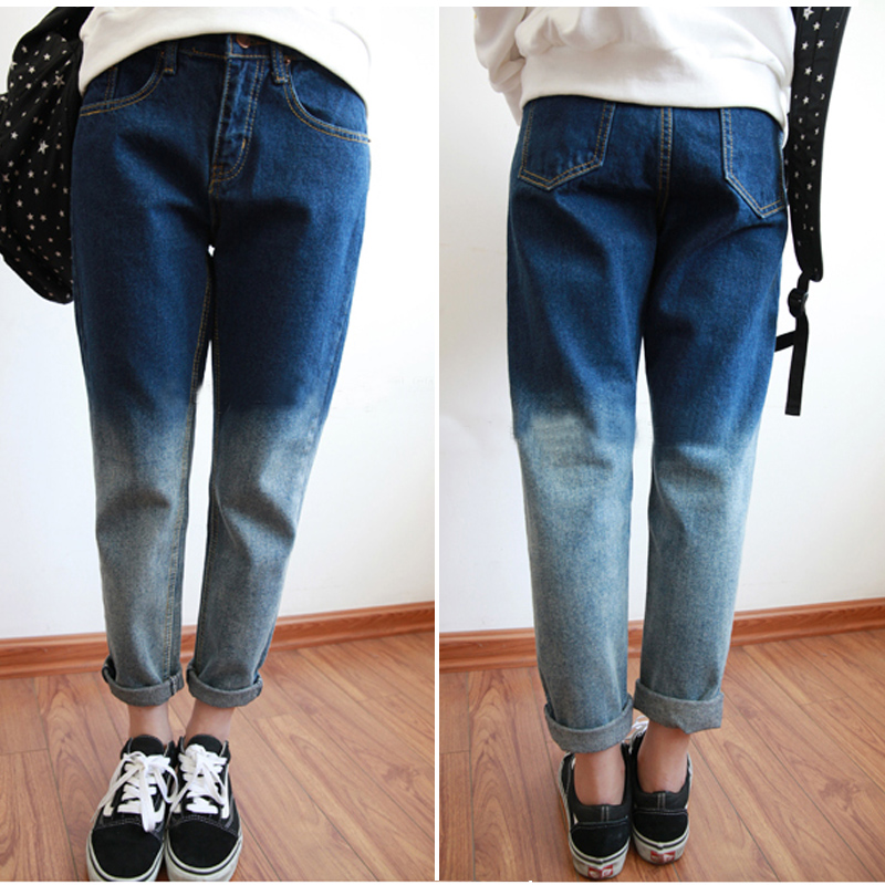 Free Shipping ELAND p1 r 2013 flavor bf spring casual loose gradient blue skinny jeans dress wholesale