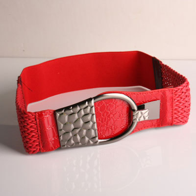 Free Shipping Elastic black decoration belt fashion japanned leather waist decoration vintage red knitted cummerbund y926