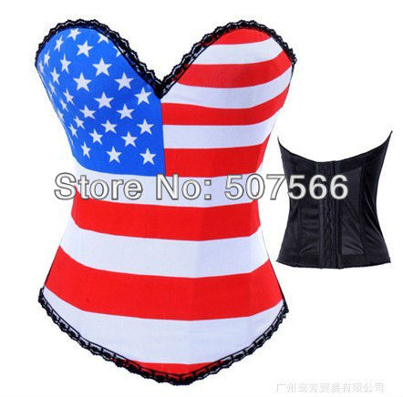 Free Shipping Elasticity Cotton Rhinestone Skull Printed Sex Lingerie/Bustier,Sexy Corset +G String./Size S-XL