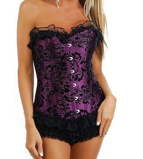 Free shipping!! Elegant floral print lace trim Corset Sexy lingerie Wholesale retail 8123