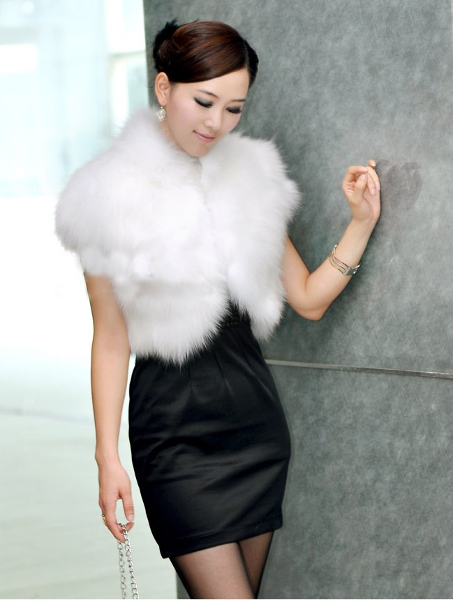 Free shipping elegant fox fur collar waistcoat short fur coat top design