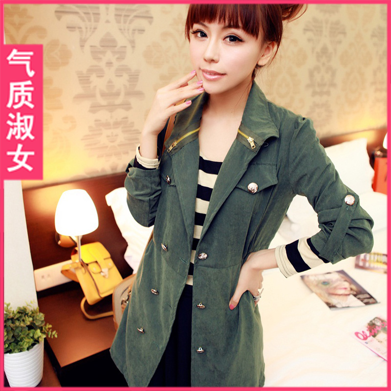 free shipping, Elegant gentlewomen autumn 2012 women's military metal zipper slim double breasted c168 short jacket