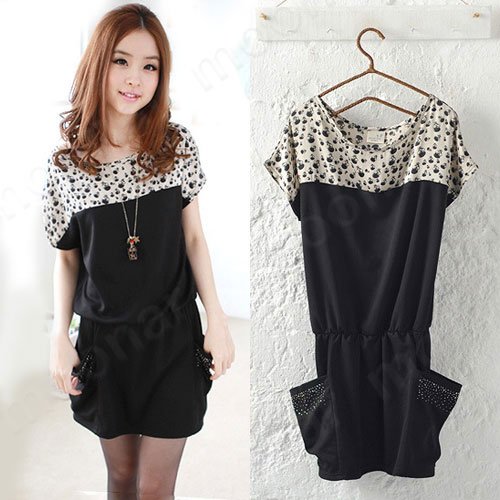 free shipping Elegant Ladies fashion Summer Personal Punk Skull Pattern rhinestone Loose Casual Cargo Club Dress E0738 retail