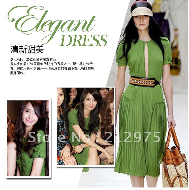 Free Shipping Elegant Long Chiffon Dress Summer Maxi Dresses for Women Green