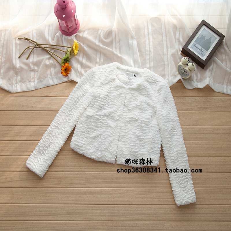 Free shipping Elegant small ladies o-neck yoona 's smoothens the corrugated outerwear 0.45kg