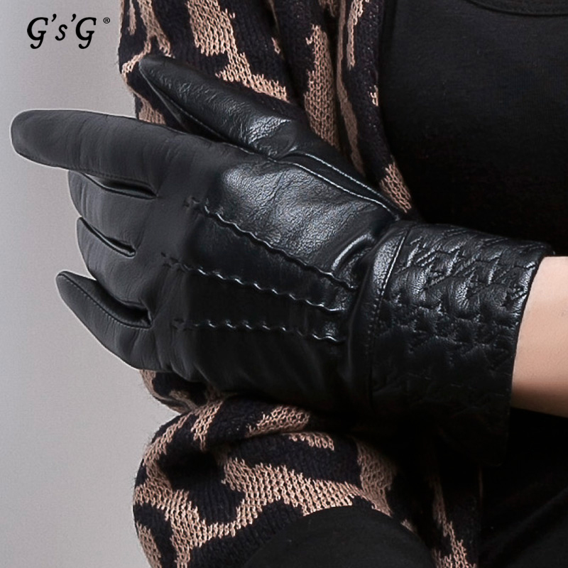 Free Shipping Elegant Thermal Genuine leather Women Gloves  Short design