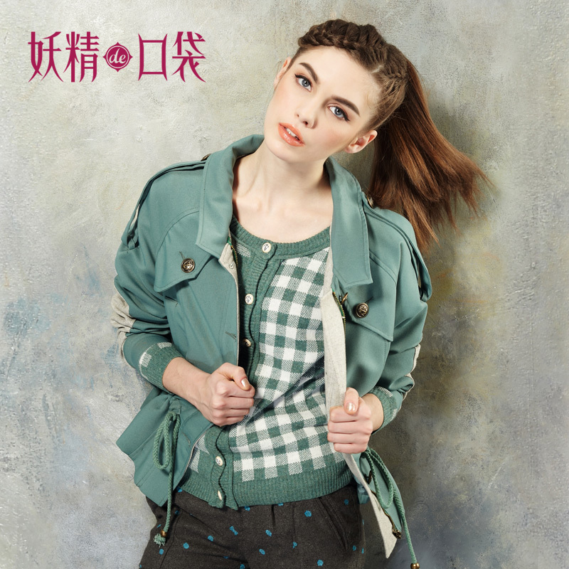 Free shipping ELF SACK autumn woolen short trench