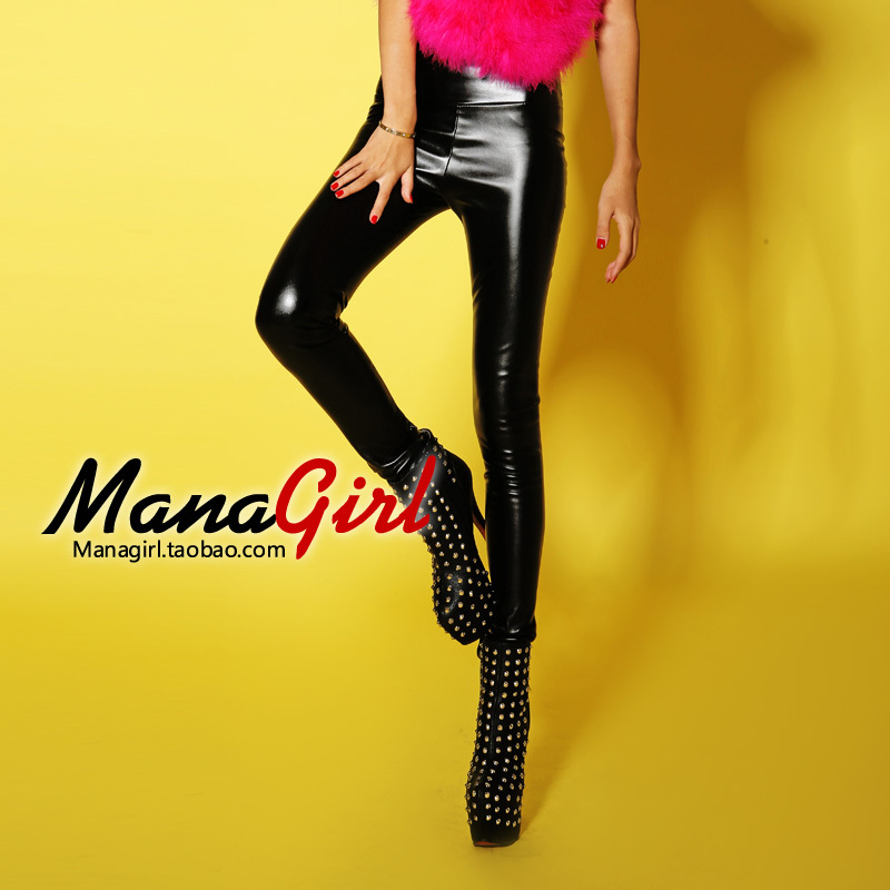 free shipping EMS/DHL Managirl fashion high quality leather slim high waist pants legging syy000981