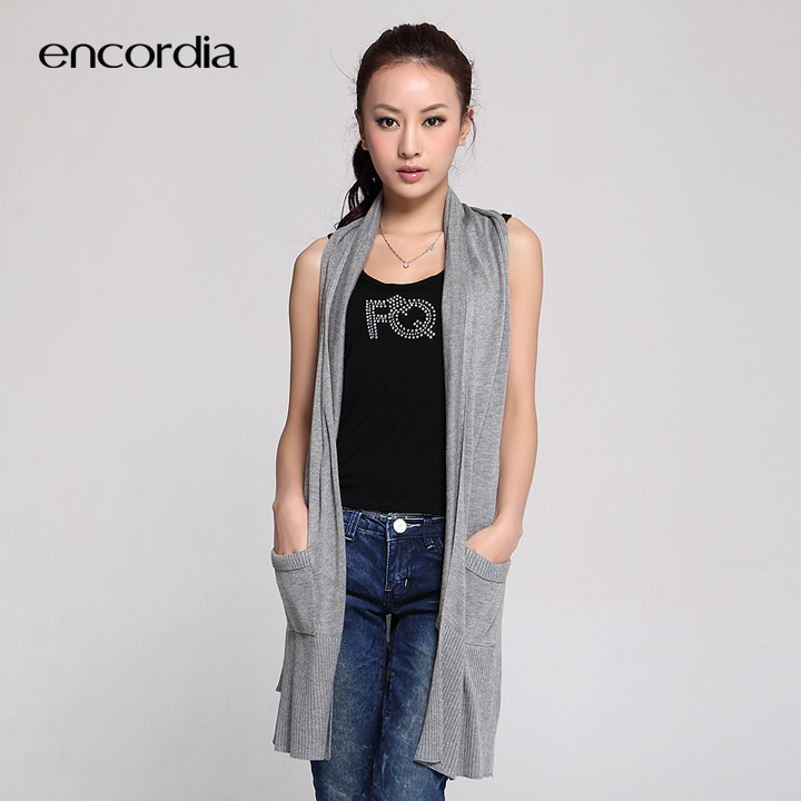 Free Shipping Encordia 2012 all-match fashion autumn cardigan long design vest female e3049b