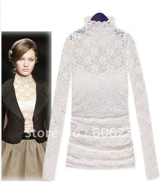 Free Shipping European style 2012 New Arrival A-line Women shirt ,long sleeve shirt, lady's lace shirts