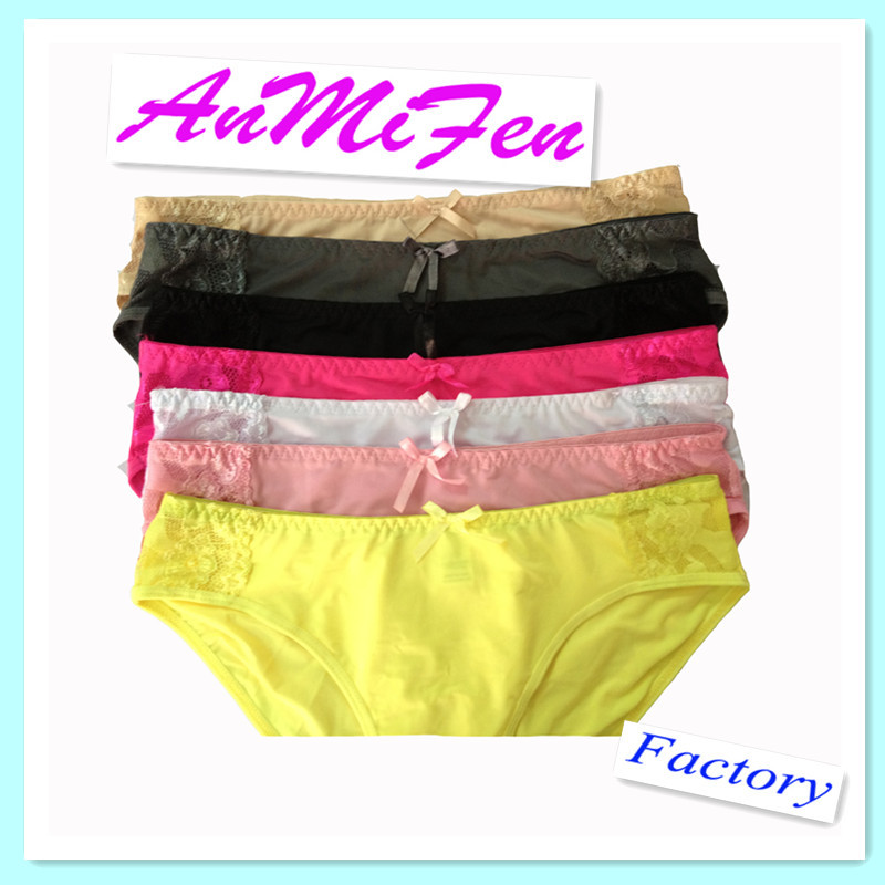 Free shipping everyday woman underwear solid lady briefs with lace panties 7 colors lingerie