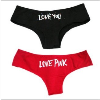 free shipping!  excellent cotton women's secret pink love you printed panties underwear