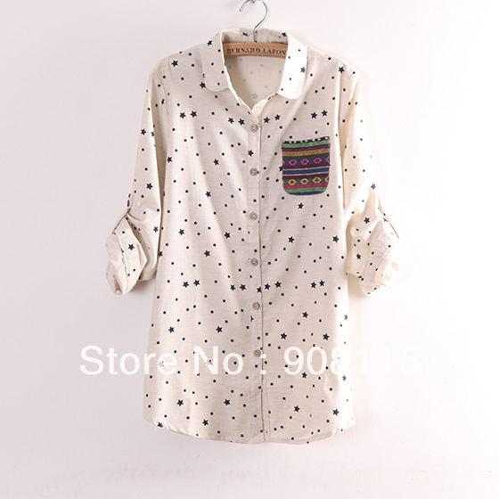 Free shipping,Excellent quality,2013 Korean Women multiple color national knitting post bag star leisure shirts/blouse,X2895