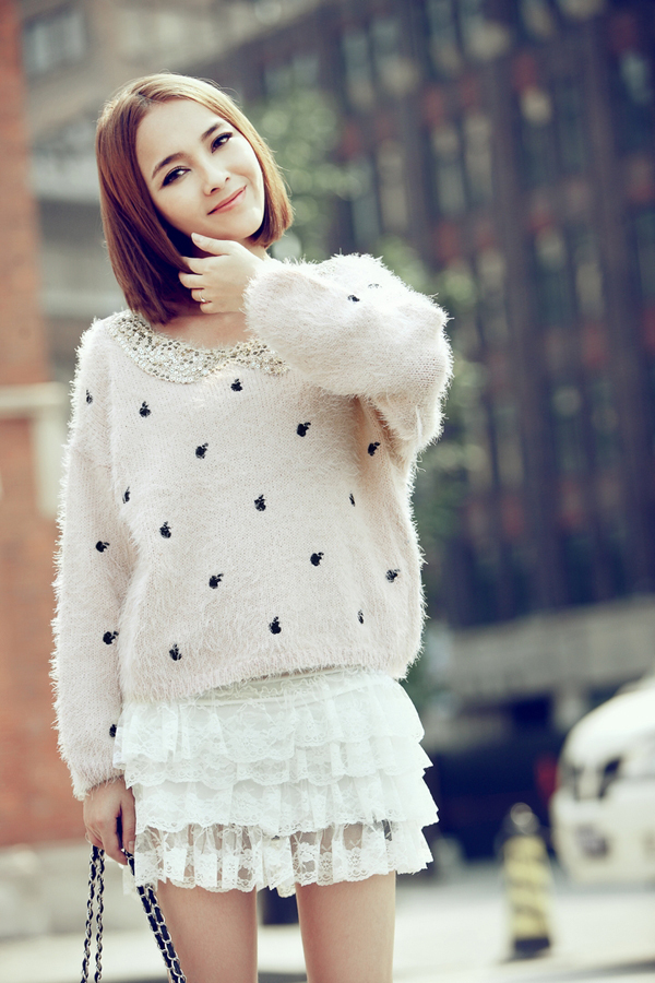 Free shipping   Excellent  quality New style women  Knit sweater sweater  Two colors Balck & Apricot  retali & wholesale#12426