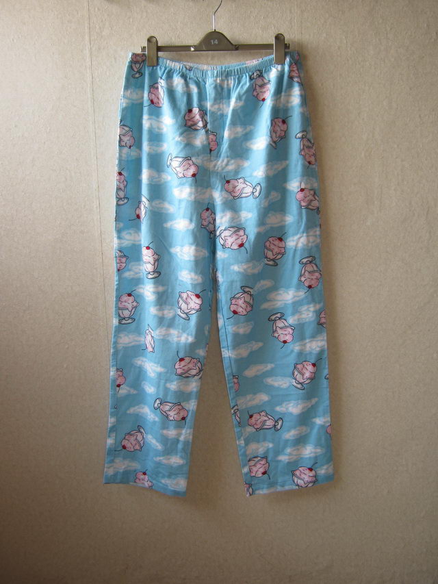 free shipping export Blue ice cream pure wincey derlook pajama pants plus size