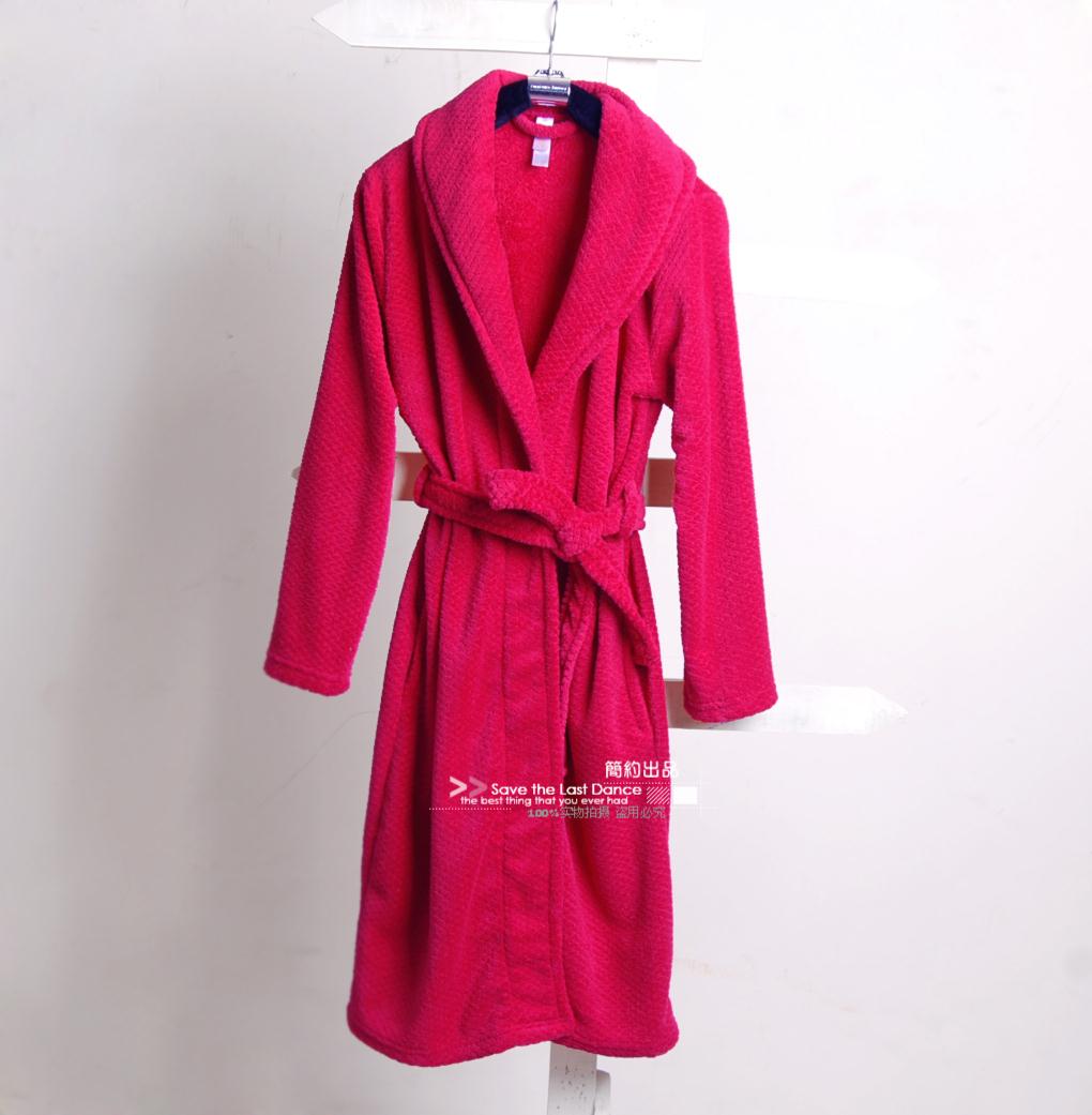 free shipping export Fashion women's rose red coral fleece robe lounge sleepwear plus size clothing