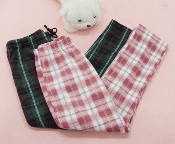 free shipping export Polar fleece fabric double faced fleece classic plaid pajamas pants women's pajama pants