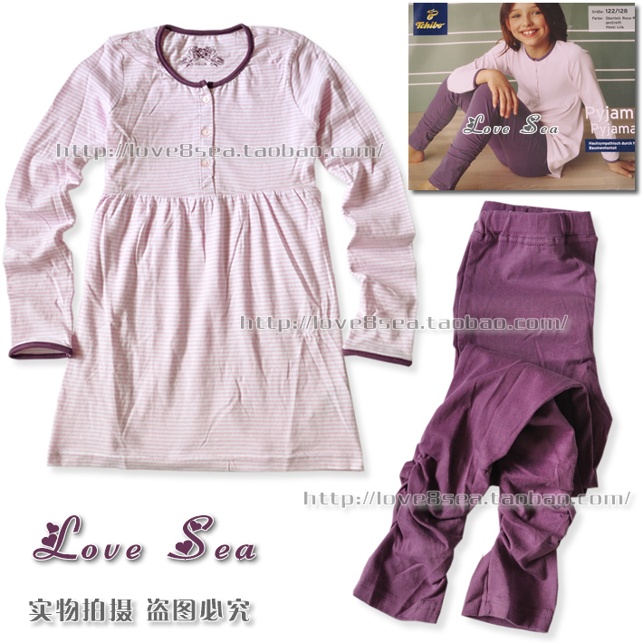 free shipping export T bo 100% cotton girls clothing spring and autumn long-sleeve sleepwear pajama pants home set