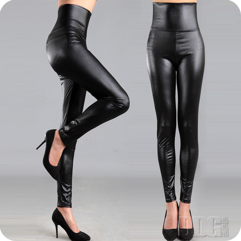 Free shipping// F1009 female spring fashion tight pencil pants high waist faux leather legging