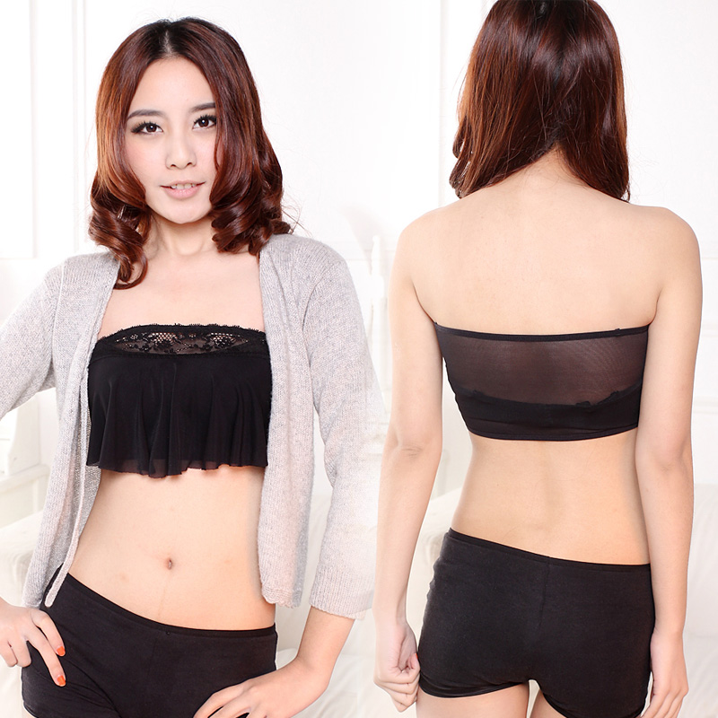 FREE SHIPPING! F448 all-match anti emptied underwear tube top lace vest breathable gauze spaghetti strap tube top